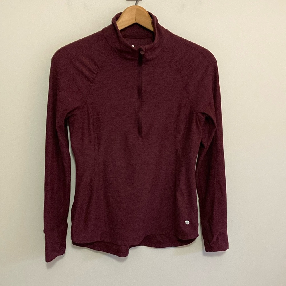 Apana Burgundy Fitted Long Sleeve Athletic Pullover Running Jacket, Size Small